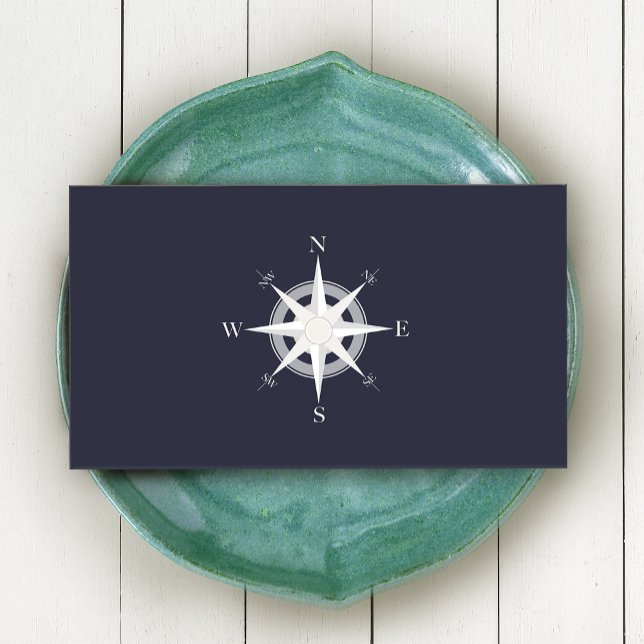 Compass Navy Blue Nautical Business Card (Creator Uploaded)