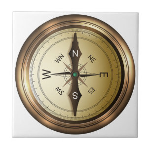 Compass North South East West Ceramic Tile