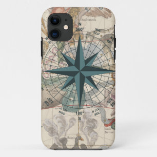 Compass on an Ancient Map iPhone 11 Case
