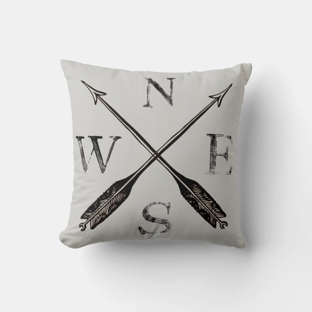Compass Pillow: North, South, East & West Cushion (Front)