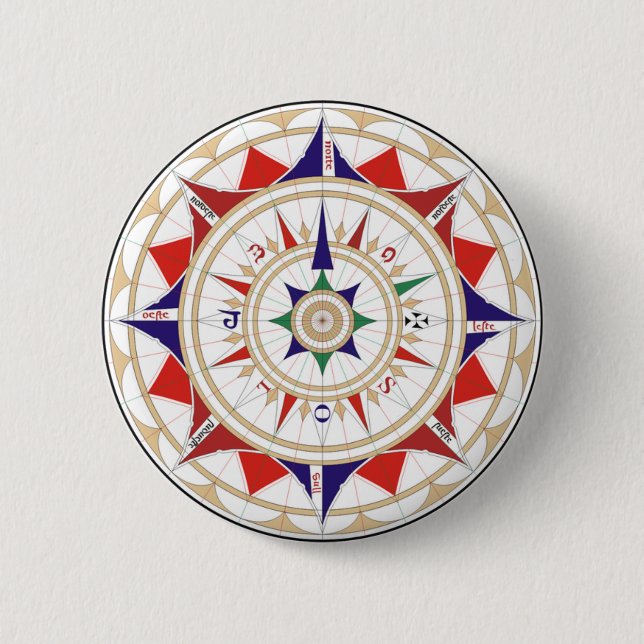 Compass Rose 6 Cm Round Badge (Front)