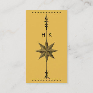 Compass Rose Arrow Initials Business Card