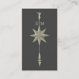 Compass Rose Arrow Intitials Business Card