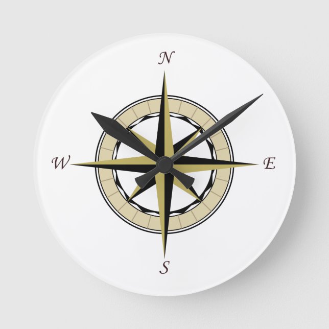 Compass Rose Art Round Clock (Front)