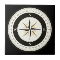 Compass Rose Black and White Nautical
