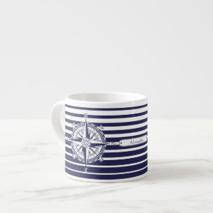 Compass Rose Blue Stripes Espresso Cup