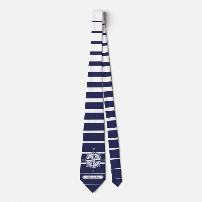 Compass Rose Blue Stripes Tie (Front)