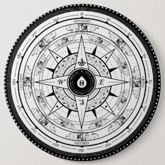 Compass Rose - Button (White)