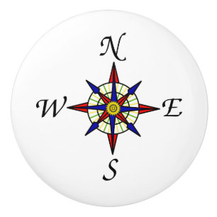 Compass Rose Ceramic Knob