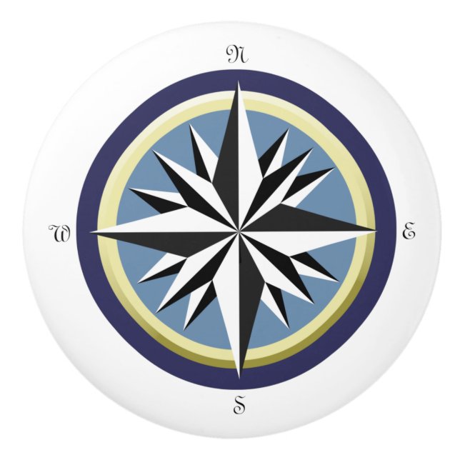Compass Rose Ceramic Knob (Front)
