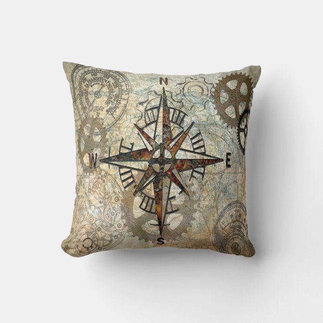 Compass Rose & Gears, Artist Karen J Williams Cushion (Front)