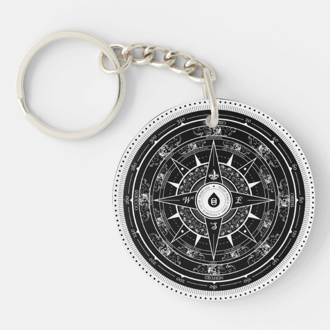 Compass Rose - Keychain (Black) (Front)