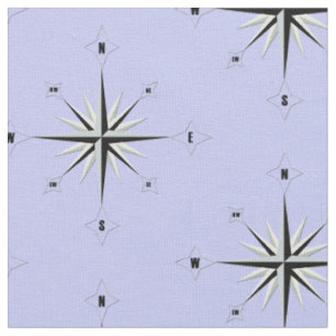 Compass Rose Nautical Blue Fabric