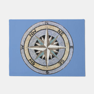 Compass Rose Nautical Mosaic Design Doormat
