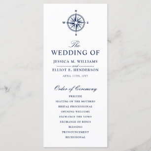 Compass Rose   Nautical Wedding Program