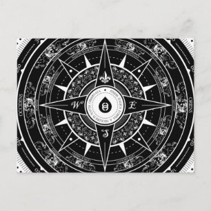 Compass Rose - Postcard (Black)