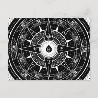 Compass Rose - Postcard (Black)