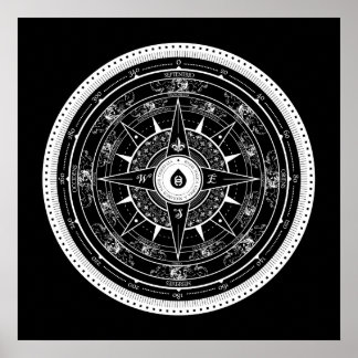 Compass Rose - Poster (Black)