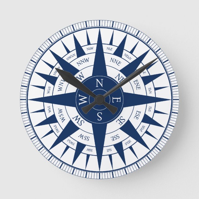 Compass Rose Round Clock (Front)