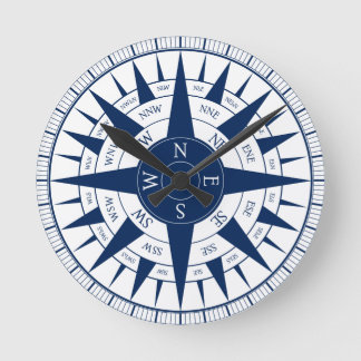 Compass Rose Round Clock
