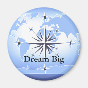 Compass Rose Sailing Ocean Blue Dream Big Magnet