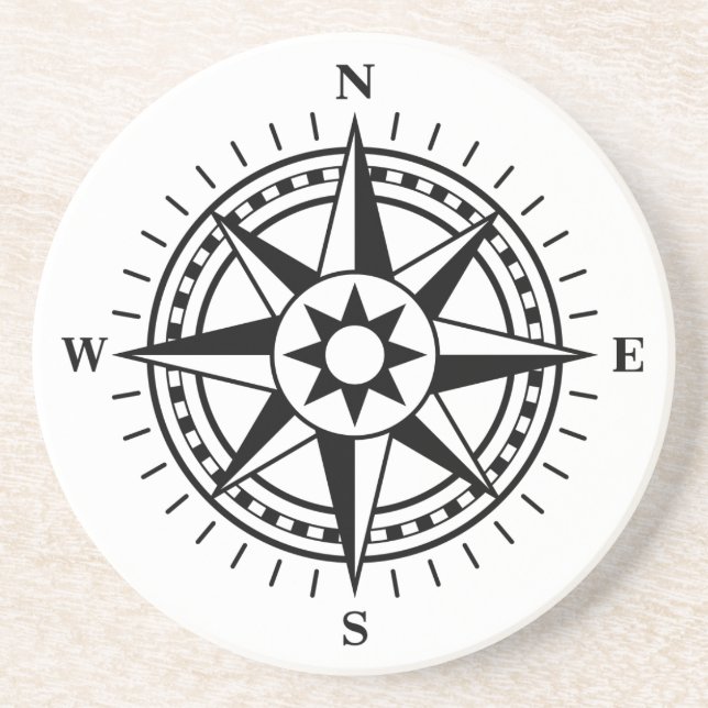 Compass rose sandstone coaster (Front)