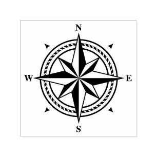 Compass rose self-inking stamp