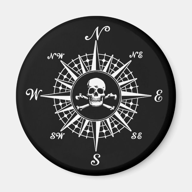 Compass Rose Skull 1 Magnet (Front)