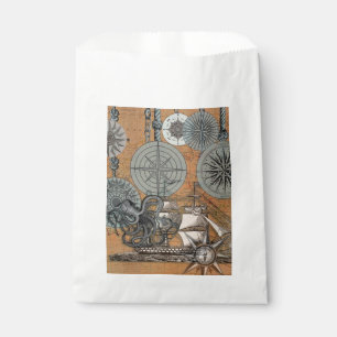 Compass Rose Vintage Nautical Octopus Ship Favour Bag