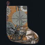 Compass Rose Vintage Nautical Octopus Ship Small Christmas Stocking<br><div class="desc">A vintage collection of old compass rose drawings,  a nautical sailing ship,  and of course a really big octopus sea monster. A classic old world sailing theme. Vintage artwork print drawing collage.</div>