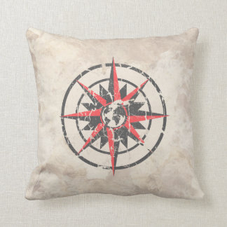 Compass Rose with Globe, Distressed Cushion