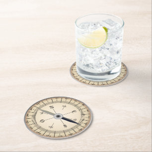 Compass Round Paper Coaster