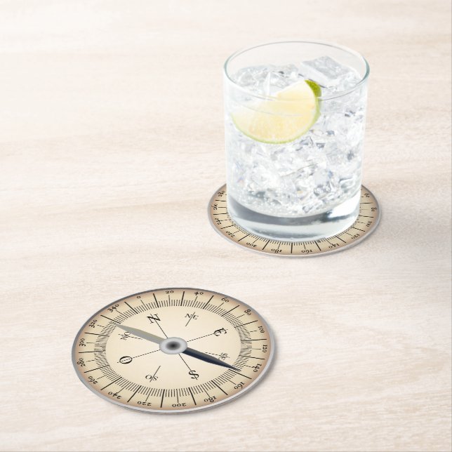 Compass Round Paper Coaster (Insitu)