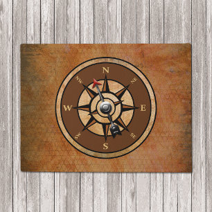 Compass Rustic Brown Nautical Design Doormat