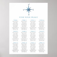 Compass seating chart print. Nautical wedding