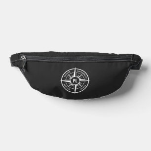 Compass star emblem monogram black and white  bum bags