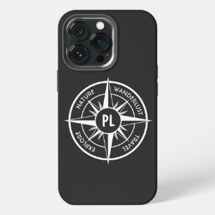 Compass star emblem monogram black and white iPhone 13 pro case