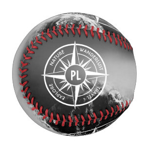 Compass star emblem monogram dramatic mountains baseball