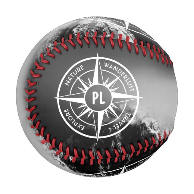 Compass star emblem monogram dramatic mountains baseball (Front Left)