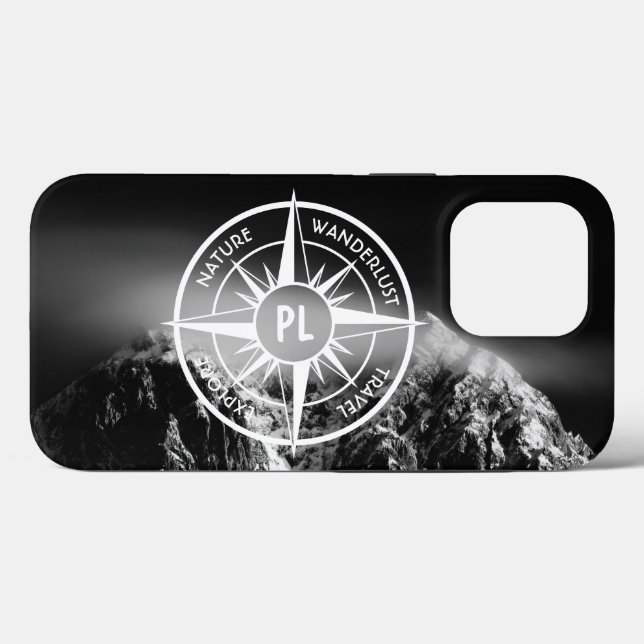 Compass star emblem monogram dramatic mountains Case-Mate iPhone case (Back (Horizontal))