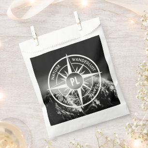 Compass star emblem monogram dramatic mountains favour bag