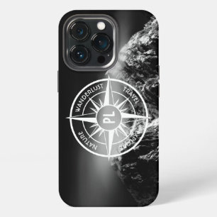 Compass star emblem monogram dramatic mountains iPhone 13 pro case