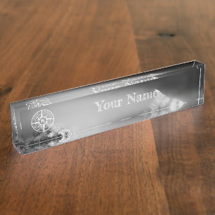 Compass star emblem monogram dramatic mountains nameplate
