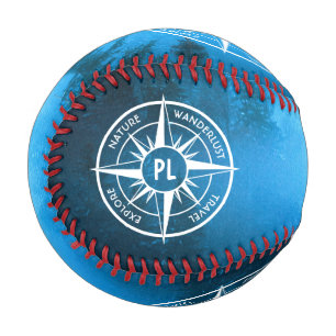 Compass star emblem monogram fog in spruce forest baseball