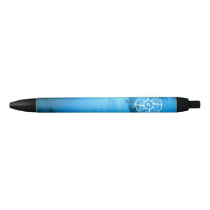 Compass star emblem monogram fog in spruce forest black ink pen