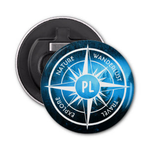 Compass star emblem monogram fog in spruce forest bottle opener