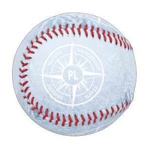Compass star emblem monogram winter spruce forest baseball