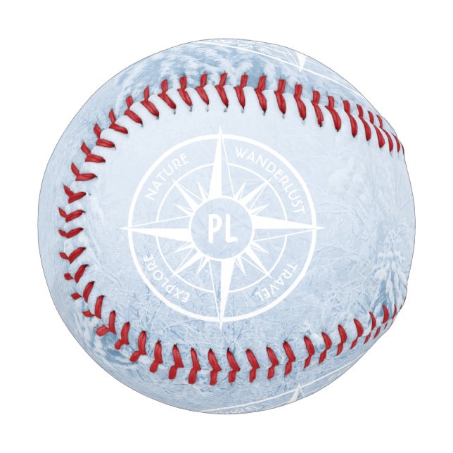 Compass star emblem monogram winter spruce forest baseball (Front Left)