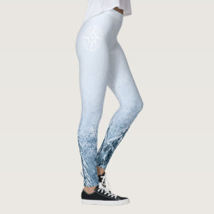 Compass star emblem monogram winter spruce forest leggings
