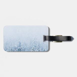 Compass star emblem monogram winter spruce forest luggage tag